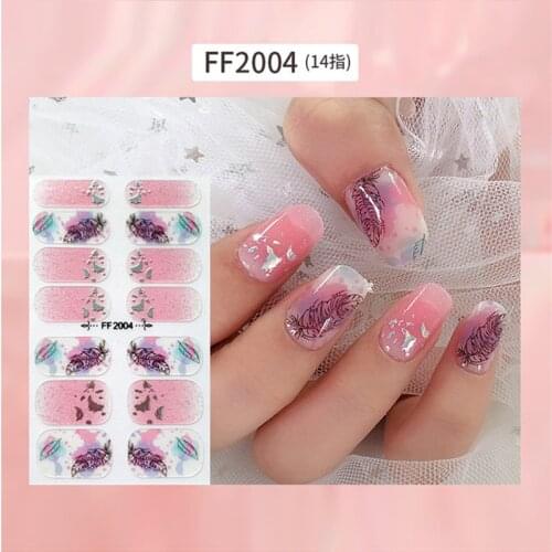 Lamemoria 1pc Glitter Leaf Nail Sticker Adhesive Nail Art Polish Tips Sequins Nail Wraps Strips Easy To Wear Manicure for Women