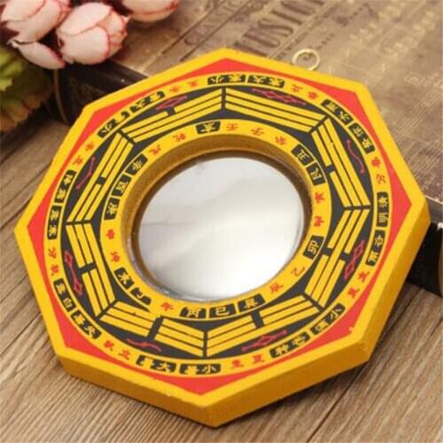 2019 New High Quality Chinese Feng Shui Dent Convex Bagua Pakua Wooden Mirror For Lucky And Blessing Home Wall Decorative