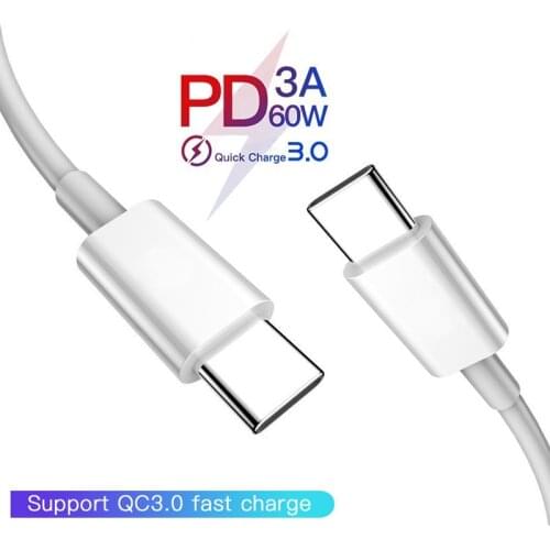 PD USB-C Cable Quick Charge 3.0 4.0 5A 60W For Samsung S10 S9 Xiaomi Redmi Note 10 Pro Fast Chargeing Cable USB C to USB Type C