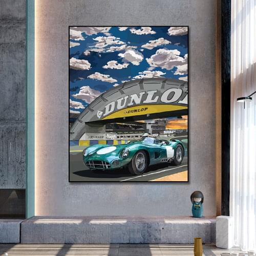 24 Hours Of Le Mans Racing Car Poster On Canvas Print Nordic Poster Wall Art Picture For Living Noom Home Decoration Frameless