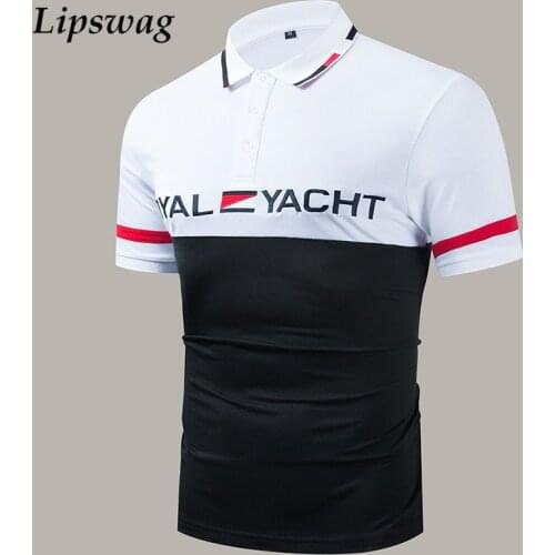 2021 Summer Fashion Embroidery Polo Shirt Men Casual Short Sleeve Turn-down Collar Tops Slim Patchwork Male Clothing Streetwear