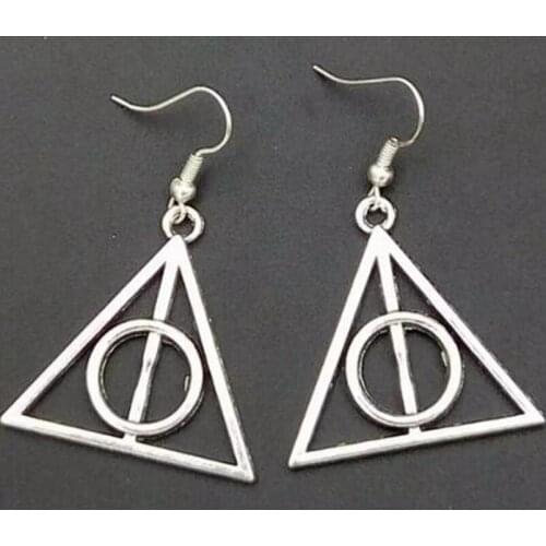 Hot 1Pair/Lot Fast delivery Deathly Hallows Charm Pendants Earrings For Woman DIY Finding Wholesale Fashion Jewelry