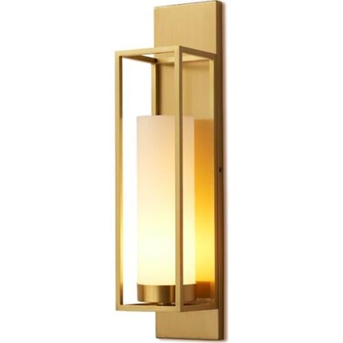 Nordic Chinese all copper glass wall lamps modern bedroom study luxury living room deco background wall sconces lights lighting