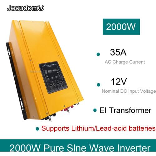 2000W Solar Inverter Can Be Wall Mounted Pure Sine Wave Converter Off Grid DC 24V to AC220V230V240VAC with AC Charger and UPS