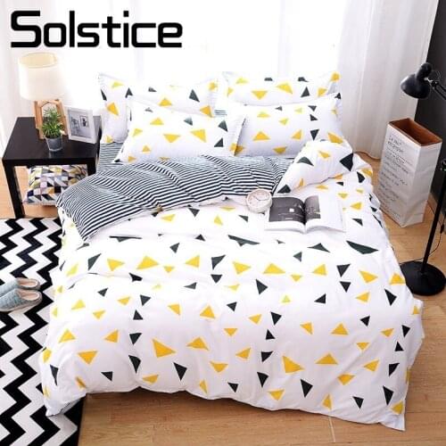 Solstice Home Textile King Queen Full Twin Bed Linens Suit 3/4Pcs Duvet Quilt Cover Flat Sheet Pillowcase Teen Adult Bedding Set