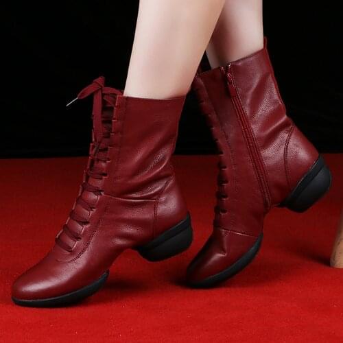 Dancing Shoes Female Upgraded Version 8123 Genuine Leather Sailor Dance Boots Adult Dancing Soft Bottom Square Dance Shoes