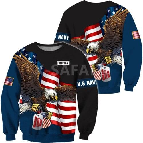 USA Navy Veteran Flag 3D All Print Plus Hoodie Man Women Harajuku Outwear Zipper Pullover Sweatshirt Casual Unisex Jacket