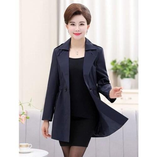 Trench Coat Middle-aged Womens Coats 2020 New Spring Outerwear Mid-length Plus Size Long Sleeve Coat Mom Elegant Windbreaker