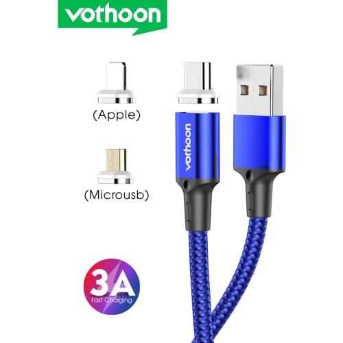 Vothoon 1m Magnetic Cable Fast Charging Micro USB Type C Cable For iphone Samsung S9 Magnet Charger Mobile Phone Cable USB Cord