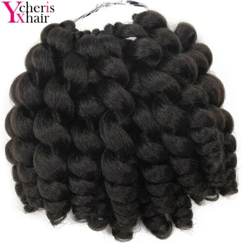 YXCHERISHAIR 1-12Packs Jamaican Bounce Crochet Braiding Hair 8" Black Grey Ombre Jumpy Wand Curl Synthetic Hair Extensions