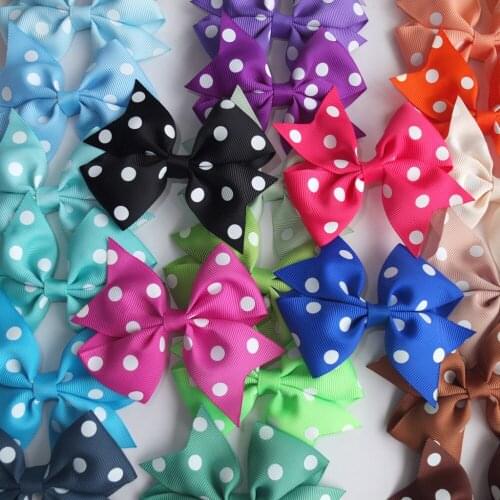 3.5 Inch Polka Dots Hair Bow Hair clips Mini bow Boutique hair bow Dovetail bow Hairpins Hairgrips 40 Colors Available