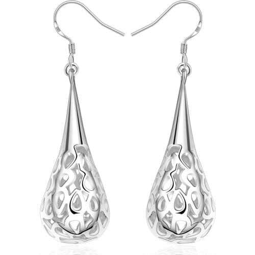 New Arrival 925 Silver Hollow Teardrop Long Earrings Wedding Jewelry For Women Gifts earings fashion jewelry 2020