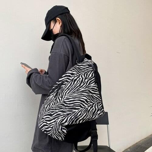 Japanese Style Backpack Women&Men Unisex Travel Backpack White Black Leopard Canvas Backpack Women Backpack Mochila Feminina