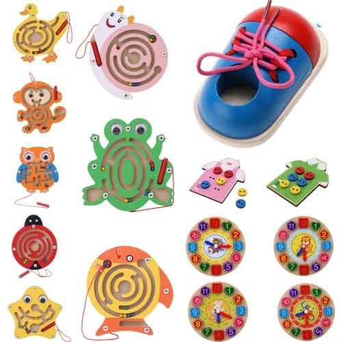 1Piece Kids DIY Eva Clock Learning Education Fashion Toddler Lacing Shoes Montessori Kids Wooden Toys Children Toys
