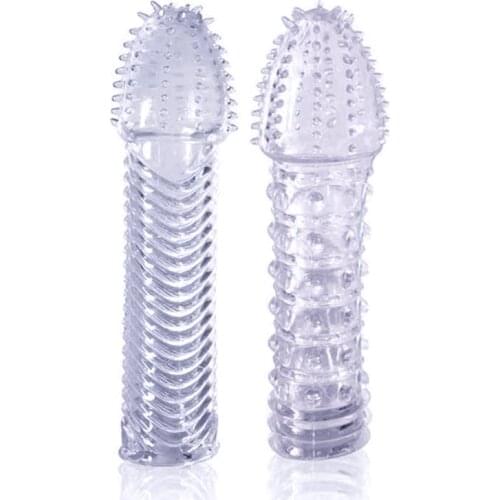 1PCS Reusable TPE Crystal Penis Sleeve Condom Penis Extendtion Time Delay Soft G Point Kondom Safer Sex Toy for Men TK