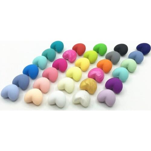 100pcs Silicone Heart Beads Loose BPA Free For Baby Silicone Teething Safe Toys For DIY Jewelry Making Necklace/Bracelet toys