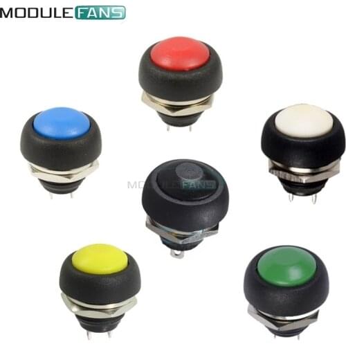 12mm PBS-33B Waterproof Momentary ON OFF Push Button Swithch Mini Round Switch VE058 White Black Green Red Yellow Blue Color