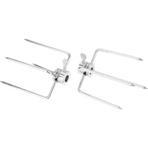 2pcs BBQ Stainless Steel Spit Forks Charcoal Chicken Beef Grill Rotisserie Barbecue Outdoor Camping Cooking Tools
