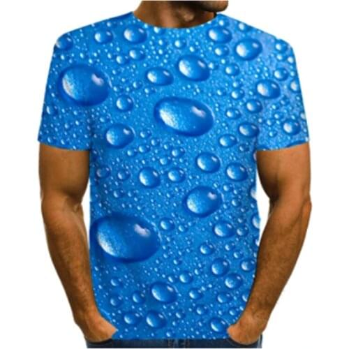 2021 new trend 3D printing water drop printing 3D 2021 new round neck 3d printing water drop mens T-shirt fashion brand T