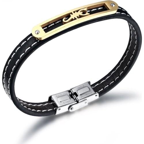 2021 Charm Jewelry Stainless Steel Leather Scorpion Bracelet Vintage Titanium Steel Bracelets Bangles Cuff Bracelet Men Pulseras