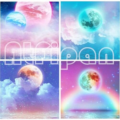 5D DIY Full Drill Diamond Painting Dream Rainbow Moon Square Round Diamond Embroidery Cross Stitch Mosaic Kit Home Decor Gift