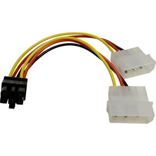 6inch 2 x Molex 4 pin to 6-Pin PCI Express Video Card Pci-e ATX PSU Power Converter Cable - Molex to Pcie 6 pin Adapter