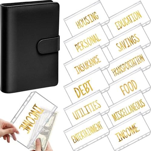 A6 PU Leather Notebook Binder Planner Budget Organizer 6 Ring Binder Cover Magnetic Personal Planner with 12 Binder Pockets