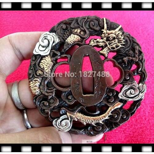 Free Shipping HANDMADE COPPER GUARD DRAGON TSUBA JAPANESE FOR KATANA SWORD WAKIZASHI TANTO
