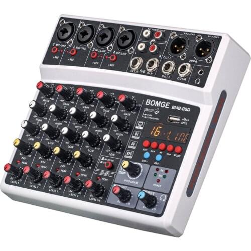 Wireless 6 Channel Audio Mixer Portable Mixing Console USB Interface Sound Card With 16 DSP Echo Power Mixers
