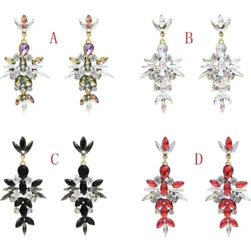 Brand Crystal tassel earrings colorful black red Dangles Earrings women brincos boucle d'oreille Bridal Wedding Jewelry