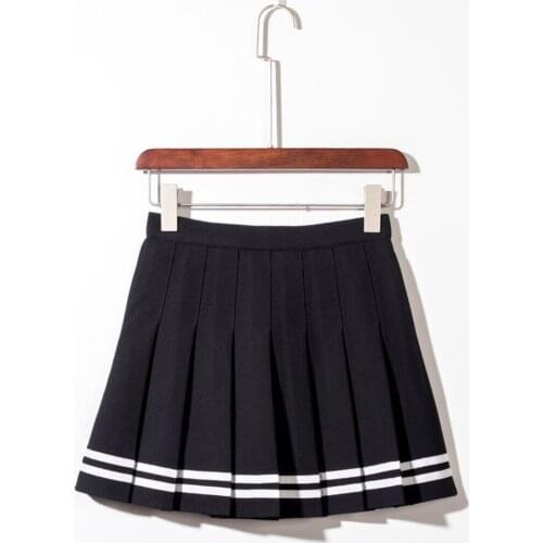 Plus Size Korean Mini Skirts Casual Solid Sexy Fashion College Student Elastics Waist Pleated Skirt A-line Cotton Japan Skirts