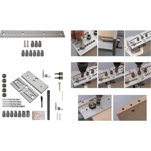 Woodworking Tool Puncher Positioner Doweling Jig Set Wood Dowel Hole Drill