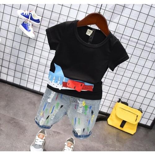 Kids clothes Summer Baby Boy Clothes letter toddler Boys clothing Sets New Children Cotton Suit T shirt +shorts boys sets