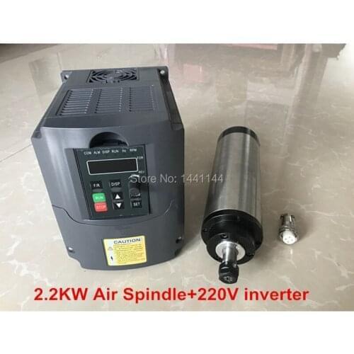 2.2kw Air Cooled Spindle Cnc Motor 80mm 2.2 Kw Milling Machine + 220v Vfd/ Inverter
