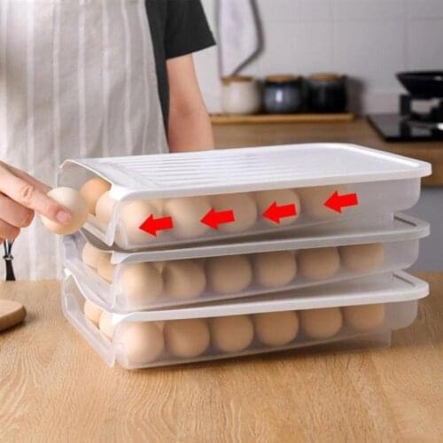 Kitchen Auto Scrolling Egg Storage Holder Egg Storage Rack Refrigerate Food Dispenser Egg Organizer Container Kitchen Egg Tray