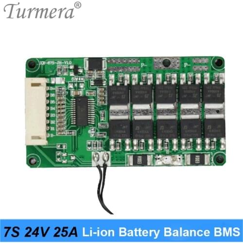 Lithium Battery BMS NTC Temperature Protection Board 7S 24V 29.4V 25A with Balance for Electric Bike and E-scooter Use Turmera