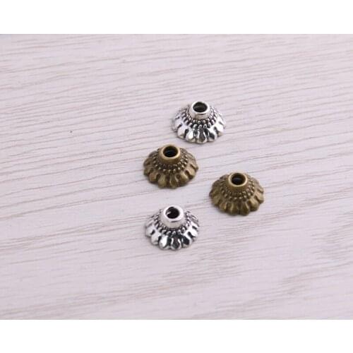 SWEET BELL 300pcs 5*10*10mm Two Color Retro Bead Caps Charm Hollow Flower Pendants Jewelry Accessories DIY Receptacle Charms