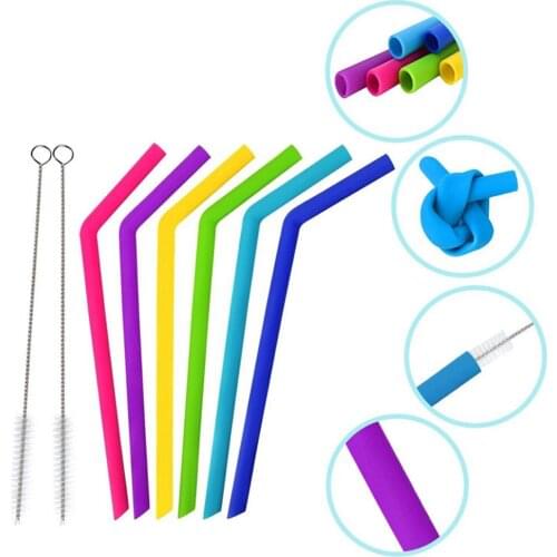 Reusable Silicone Straws DIY Food Grade Silicone Flexible Bent Straight Drinking Straw For Home Party Barware Accessories