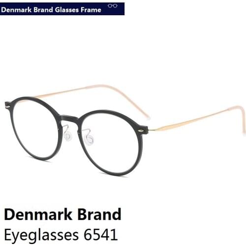Denmark Brand Retro Round Glasses Frame Men Screwless Ultralight Eyewear Myopia Prescription Optical Titanium Eyeglasses 6541