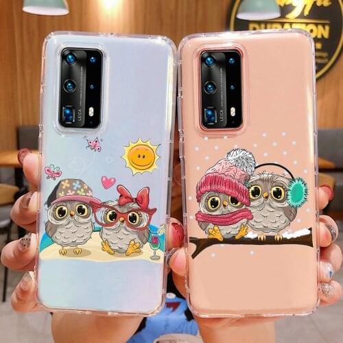 PUNQZY Cute Owl Cartoon Couple Love Boy Girl Gift Phone Case For Samsung Galaxy S20Plus S10 S9 S8 A50 A70 A51 A71 Soft TPU Cover