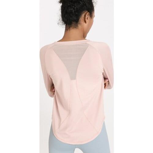 New Quick Drying Breathable Mesh Gym Top Womens Loose&versatile Yoga Crop Tops Long Sleeve Running Fitness Yoga Tops for Women