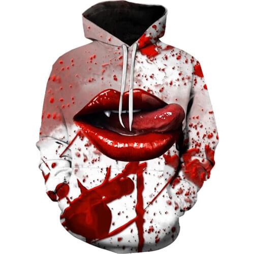New Halloween Red sweatshirt women Long Sleeve fashion Cosplay 3D Witch Print oversize Hoodie clothes autumn sweat femme Jumpe