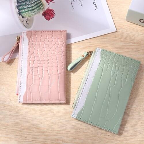 New Fashion Women Alligator Pattern Card Holder PU Leather Bag Casual Ladies Contrast Color Small Wallet Mini Coin Purse