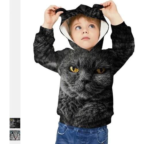 Autumn Kids 3D Cat Printed Hoodies Pullover Boys Clothes Toddler Sportswear Girl Browl Sweatshirt Hoodies Children Clothes Coat