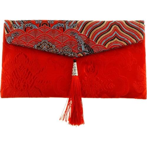 Brocade Red Envelop Silk Embroidery Crafts Pocket Money Bag Red Envelope Bag