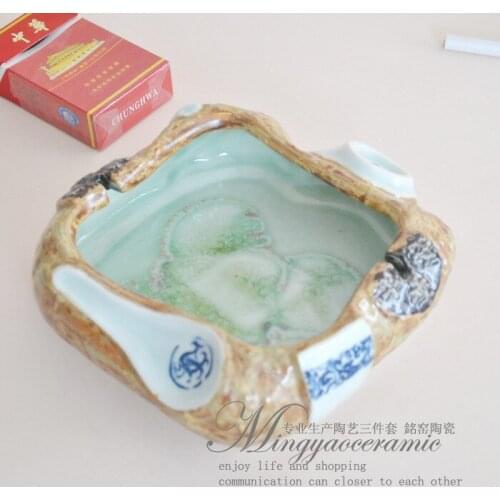 Supply Jingdezhen Ceramic ashtray color glaze porcelain pieces fabricated by hand smoking ashtray 25517