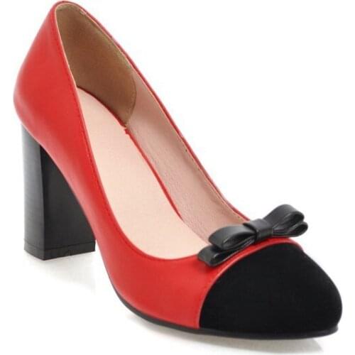 Early spring 2018 fashion round head comfortable with bowknot shallow mouth thick with high 40-43 shoes 1827