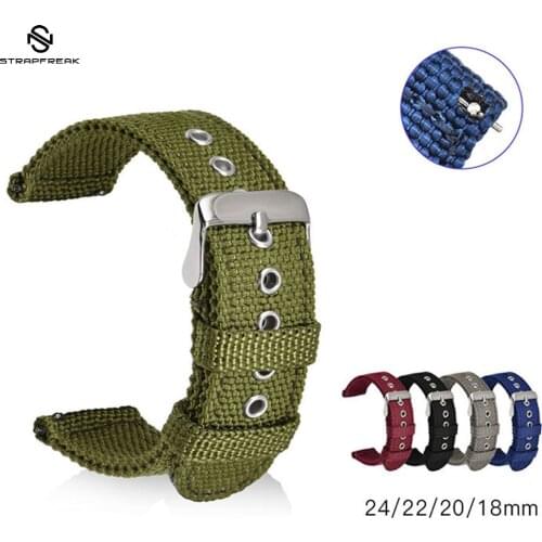 Nylon Watch Strap Quick Release Sport Canva Watchband Watch Replacement Bracelet for Samsung Huawei Watch 18mm 20mm 22mm 24mm
