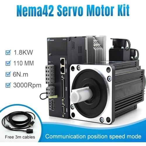 Lichuan 110M06030+A4 AC Servo motor servo driver with 1.8kw 3000rpm nema42 support Modbus RJ45 for cnc machines