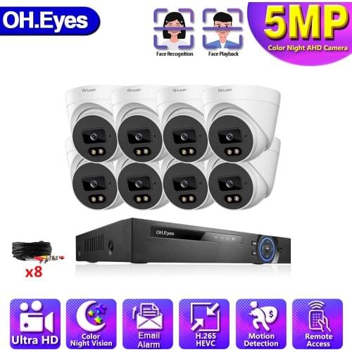 H.265 5MP 8CH CCTV DVR Security Camera System Set 4/8PCS 5MP Outdoor Color Night Vision Camera Video Surveillance Kit